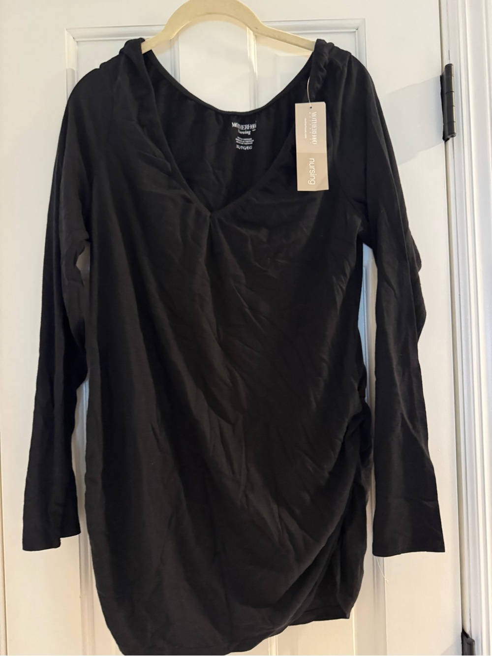 Motherhood Maternity Black Long Sleeve Nursing Top with V-Neck